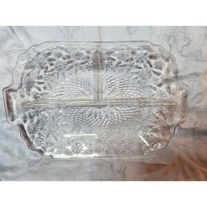 Indiana Glass Pineapple and Floral EAPG Relish Dish Tray
